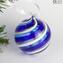 Christmas Ball - Spiral Fantasy Blue - Murano Glass Xmas