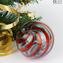 Weihnachtsball - Spiral Fantasy - Cyan und Rot - Murano Glass Xmas
