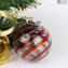 Christmas Ball- Spiral Fantasy - Cyan and Red - Murano Glass Xmas