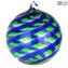 Boule de Noël - Spiral Fantasy - Bleu et vert - Noël en verre de Murano