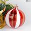 Christmas Ball - Canes Fantasy - RED - Murano Glass Xmas