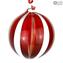 Christmas Ball - Canes Fantasy - RED - Murano Glass Xmas