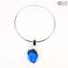 Anhänger Blau - Halskette gemälzt - Original Murano Glas OMG