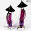 Verre de Murano Sommerso Violet Couple Chinois