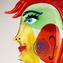 펑크 빨간 머리를 가진 여자의 머리 - 팝 아트 - 오리지널 Murano Glass