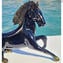 Sculpture exclusive de cheval noir avec or - Verre de Murano original