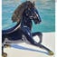 Exclusive Black Horse Sculpture with gold - Original Murano Glass 