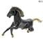 Escultura Exclusiva de Cavalo Preto com ouro - Vidro Murano Original
