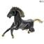 Sculpture exclusive de cheval noir avec or - Verre de Murano original