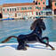 Escultura de caballo negro exclusiva con oro - Cristal de Murano original