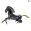 ゴールドの独占的な黒い馬の彫刻-オリジナルのムラーノグラス