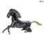 Escultura de caballo negro exclusiva con oro - Cristal de Murano original