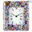 Table Alarm Clock Blue with mix Millefiori - Original Murano Glass watch