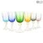 Set of 6 Wine Flute Drinking glasses Mix colors with pure gold