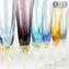 Champagne Flute Set - 6 Colors Mix - Glass Blown