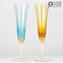 Champagne Flute Set - 6 Colors Mix - Glass Blown