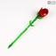 Fleur Rose - Rouge - Verre de Murano Original OMG