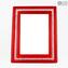 Porta foto - Rosso e Murrine Bianche - Vetro di Murano Originale OMG