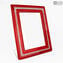 Moldura para fotos - Millefiori vermelho e branco - Vidro Murano original OMG