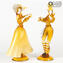 커플 Goldoni Venetian Figurines-Amber-Original Murano Glass OMG