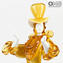 Couple Goldoni Venetian Figurines - Amber - Original Murano Glass OMG