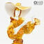 커플 Goldoni Venetian Figurines-Amber-Original Murano Glass OMG