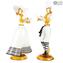 Pareja de figuras venecianas Goldoni - Blanco - Cristal de Murano original OMG