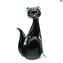 Gatto Nero - Scultura Elegante - Vetro di Murano Originale OMG