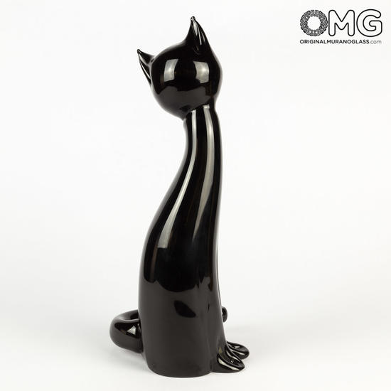 murano glass black cat