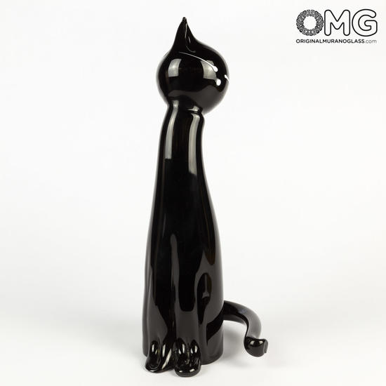 murano glass black cat