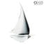 قارب شراعي - أسود - زجاج مورانو الأصلي OMG