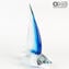 Sail Boat - Cyan - Original Murano Glass OMG 