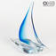 Sail Boat - Cyan - Original Murano Glass OMG 