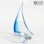Sail Boat - Cyan - Original Murano Glass OMG 