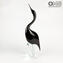 Black Heron Male - Sculpture en verre - Verre de Murano original OMG