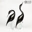 Black Heron Male - Glass Sculpture - Original Murano Glass OMG