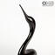 Black Heron Male - Escultura de vidrio - Vidrio de Murano original OMG