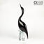 Black Heron Male-Glass Sculpture-Original Murano Glass OMG