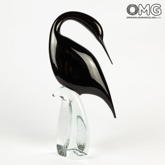 black heron female glass sculpture original murano glass omg