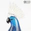 Light Blue Parrot and silver - Glass Sculpture - Original Murano Glass OMG