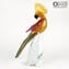 Pájaro loro macho - Escultura de vidrio - Vidrio de Murano original OMG