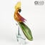 Oiseau perroquet mâle - Sculpture en verre - Verre de Murano original OMG