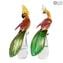 Couple de perroquets - Sculptures en verre - Verre de Murano original OMG