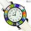 Reloj Unisex - Blanco y Millefiori - Cristal de Murano Original OMG