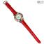 中性手錶-紅色和米勒菲奧里-原裝穆拉諾玻璃OMG