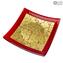 Placa Gold Edge - Vermelho - Original Murano Glass OMG