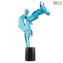 Sculpture Lovers Dancers - Bleu clair - Verre de Murano original OMG