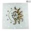 Sole e Luna - Orologio da Parete Bianco - Vetro di Murano originale OMG