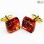 Boutons de manchette - rouge - Original en verre de Murano OMG