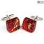 Boutons de manchette - rouge - Original en verre de Murano OMG